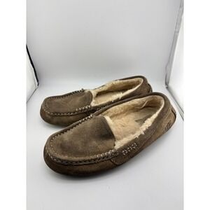 UGG Ansley Espresso Brown Suede Moccasin Slippers Womens Size 8 Loafers